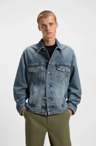 Blue loose-fit jacket in rigid denim