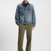 Blue loose-fit jacket in rigid denim
