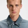 Blue loose-fit jacket in rigid denim