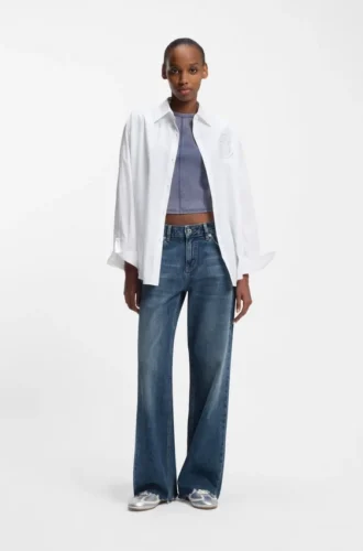 Blue loose-fit jeans in rigid denim
