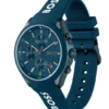Blue-plated chronograph watch with blue silicone strap