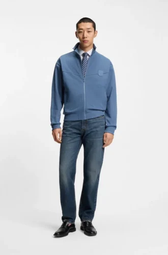 Blue regular-fit jeans in vintage-wash denim