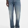 Blue regular-fit jeans in whiskered denim