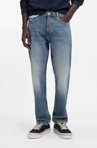 Blue regular-fit jeans in whiskered denim Blue regular-fit jeans in whiskered denim