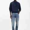 Blue regular-fit jeans in whiskered denim