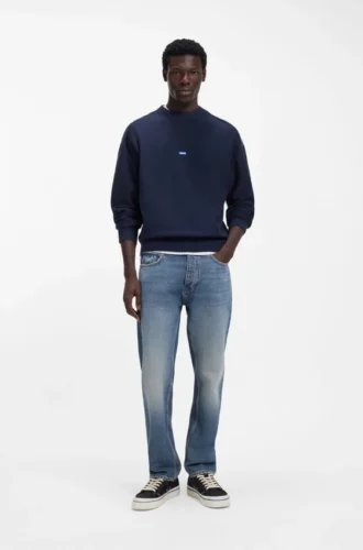 Blue regular-fit jeans in whiskered denim Blue regular-fit jeans in whiskered denim