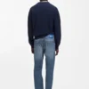 Blue regular-fit jeans in whiskered denim