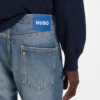 Blue regular-fit jeans in whiskered denim