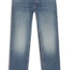 Blue regular-fit jeans in whiskered denim