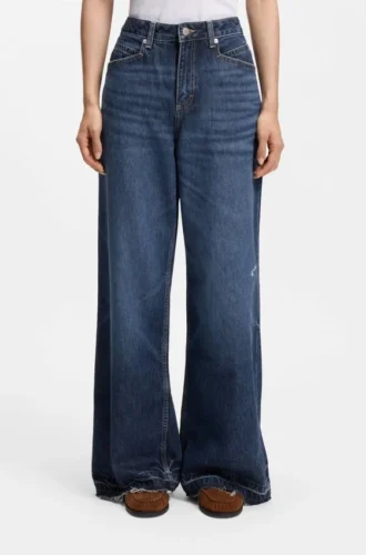 Blue relaxed-fit jeans in rigid denim