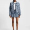 Blue rigid-denim mini skirt with half pleating Blue rigid-denim mini skirt with half pleating