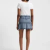 Blue rigid-denim mini skirt with half pleating Blue rigid-denim mini skirt with half pleating