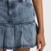 Blue rigid-denim mini skirt with half pleating Blue rigid-denim mini skirt with half pleating