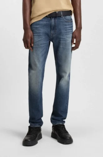 Blue slim-fit jeans in comfort-stretch denim