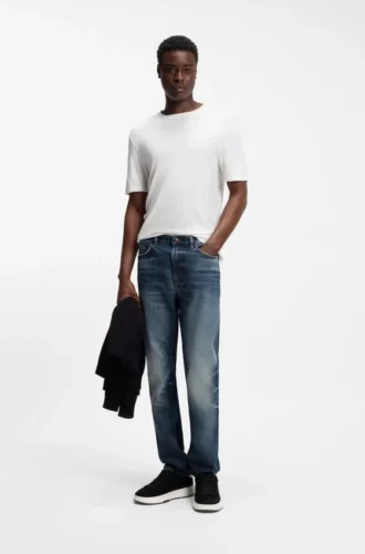 Blue slim-fit jeans in comfort-stretch denim