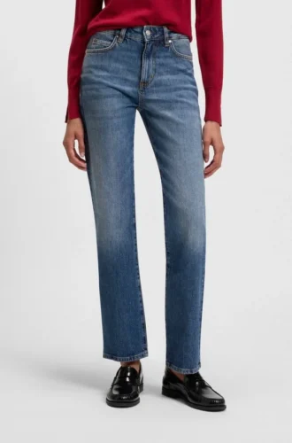 Blue slim-fit jeans in marbled comfort-stretch denim