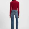 Blue slim-fit jeans in marbled comfort-stretch denim