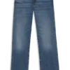 Blue slim-fit jeans in marbled comfort-stretch denim