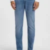 Blue slim-fit jeans in performance denim