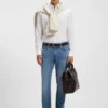 Blue slim-fit jeans in performance denim