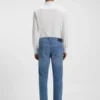 Blue slim-fit jeans in performance denim