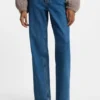 Blue wide-leg jeans in rigid denim