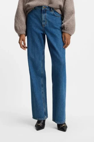 Blue wide-leg jeans in rigid denim