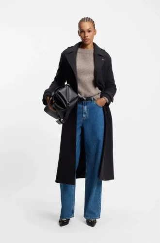 Blue wide-leg jeans in rigid denim