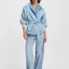 Blue wide-leg jeans in rigid denim