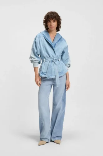 Blue wide-leg jeans in rigid denim