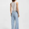 Blue wide-leg jeans in rigid denim