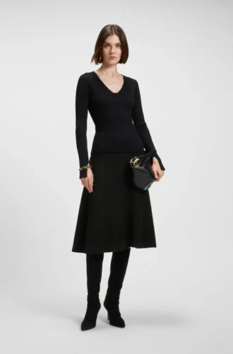 Boiled-wool skirt with A-line silhouette