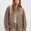 Bomber jacket in mixed fabrics