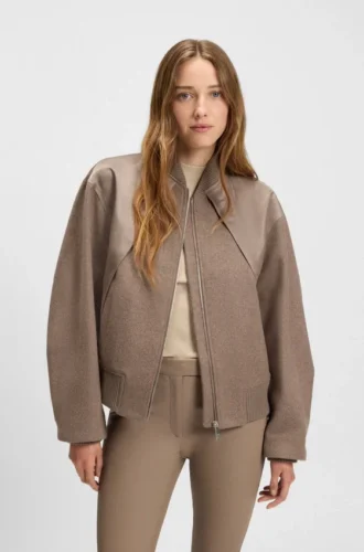 Bomber jacket in mixed fabrics
