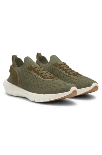 BOSS-MOTION sneakers with knitted uppers and leather trims