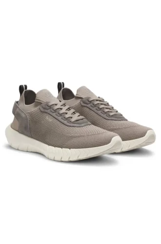 BOSS-MOTION sneakers with knitted uppers and leather trims