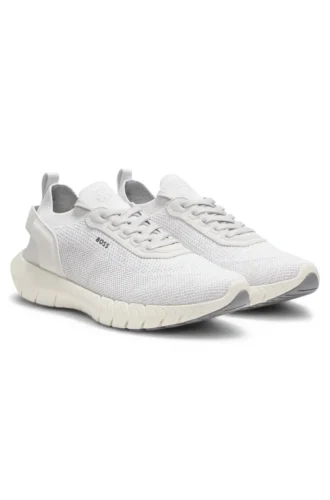 BOSS-MOTION sneakers with knitted uppers and leather trims