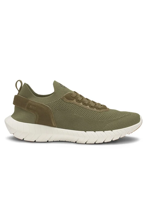 BOSS-MOTION sneakers with knitted uppers and leather trims BOSS-MOTION sneakers with knitted uppers and leather trims