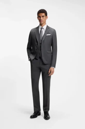 BOSS ONE – Slim-fit vest in virgin-wool serge