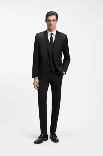BOSS ONE – Slim-fit vest in virgin-wool serge