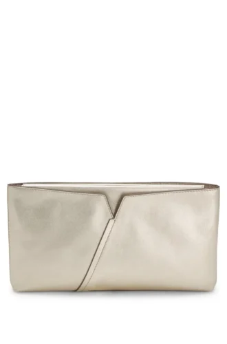 BOSS Revers metallic-leather clutch bag with split topline