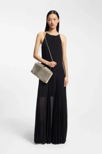 BOSS Revers metallic-leather clutch bag with split topline