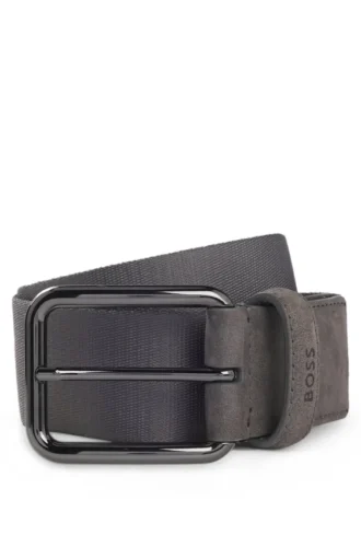 BOSS x ASTON MARTIN belt in nubuck leather with webbing