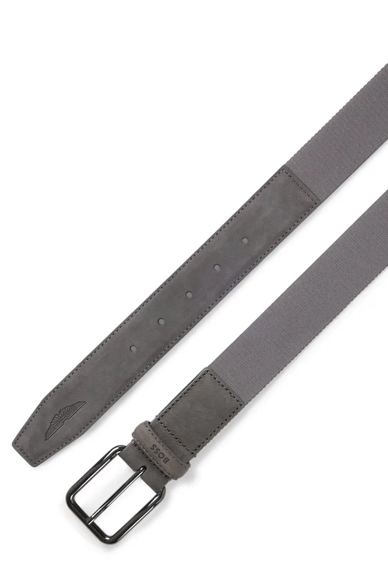BOSS x ASTON MARTIN belt in nubuck leather with webbing BOSS x ASTON MARTIN belt in nubuck leather with webbing