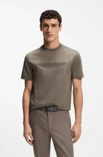 BOSS x ASTON MARTIN mercerized-cotton T-shirt with wing detail