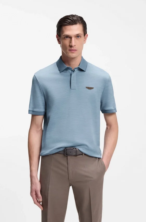 BOSS x ASTON MARTIN polo shirt in wool-cotton piqué BOSS x ASTON MARTIN polo shirt in wool-cotton piqué