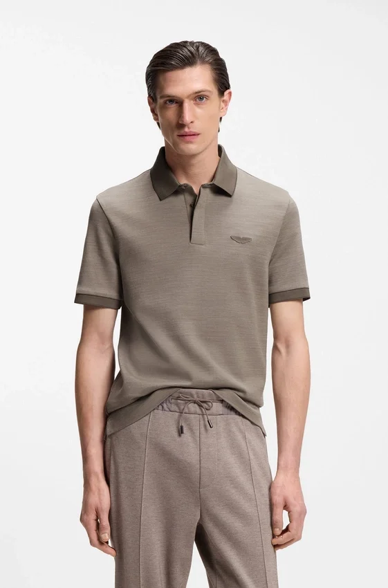 BOSS x ASTON MARTIN polo shirt in wool-cotton piqué BOSS x ASTON MARTIN polo shirt in wool-cotton piqué