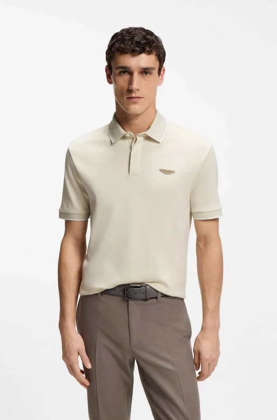 BOSS x ASTON MARTIN polo shirt in wool-cotton piqué BOSS x ASTON MARTIN polo shirt in wool-cotton piqué