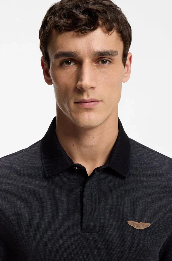 BOSS x ASTON MARTIN polo shirt in wool-cotton piqué BOSS x ASTON MARTIN polo shirt in wool-cotton piqué