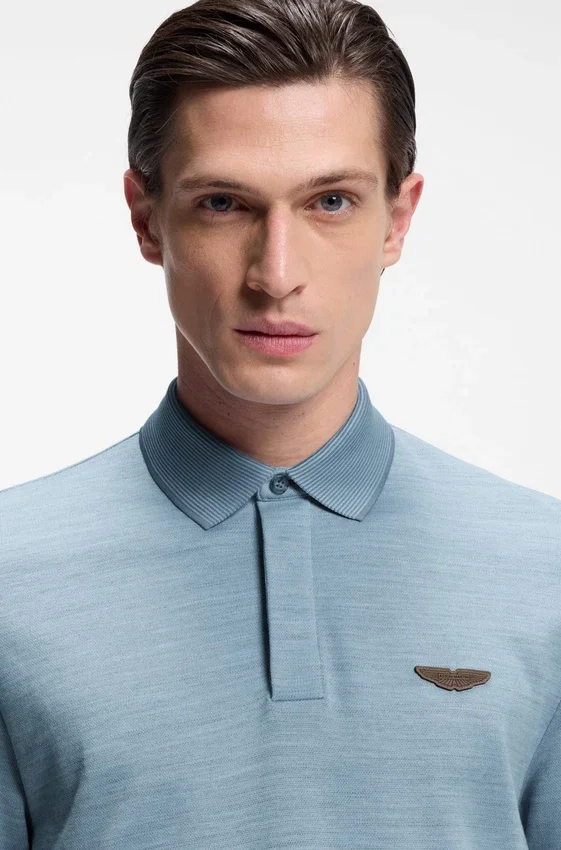 BOSS x ASTON MARTIN polo shirt in wool-cotton piqué BOSS x ASTON MARTIN polo shirt in wool-cotton piqué
